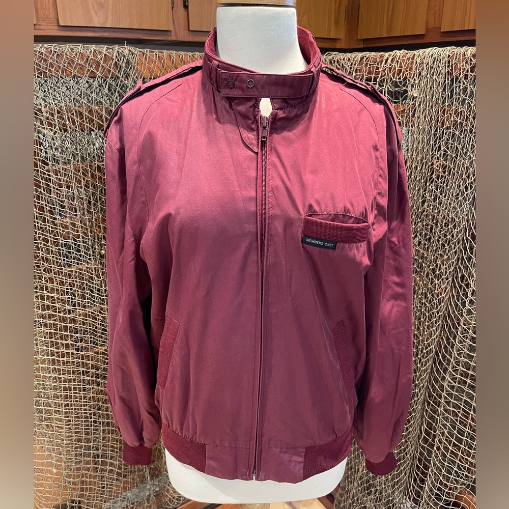Mens Members Only Jacket Size 42 Burgundy Racer Lined Bomber Europe Craft